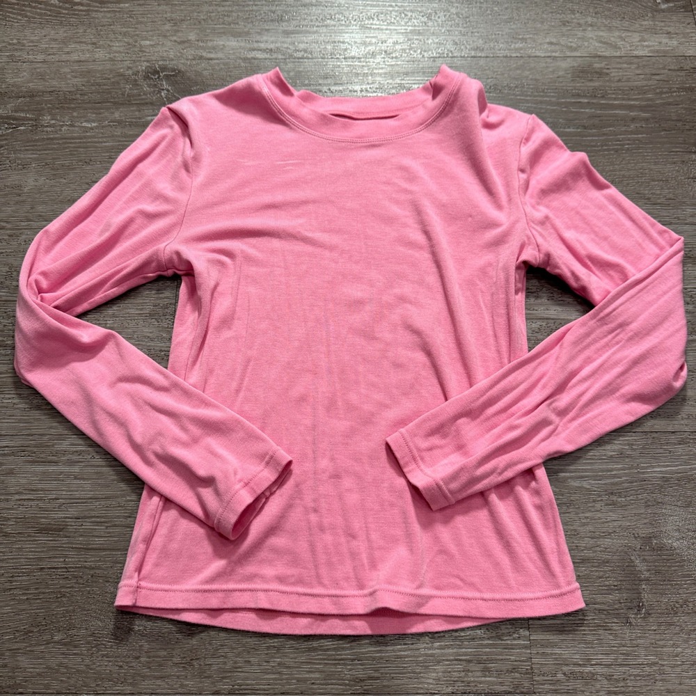 Shirt Women XS Pink Viscose Basic Casual Layering Tee Minimalist Barbie Minimal